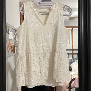 LOFT White Eyelet Tank